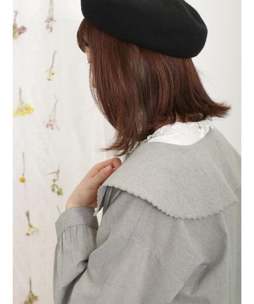 Samansa Mos2（サマンサ モスモス）の「襟スカラップブラウス（シャツ/ブラウス・レディース・オフホワイト/ブラック/キナリ/グレー・F）」の10枚目の写真