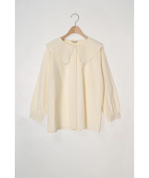 Samansa Mos2（サマンサ モスモス）の「襟スカラップブラウス（シャツ/ブラウス・レディース・オフホワイト/ブラック/キナリ/グレー・F）」の22枚目の写真