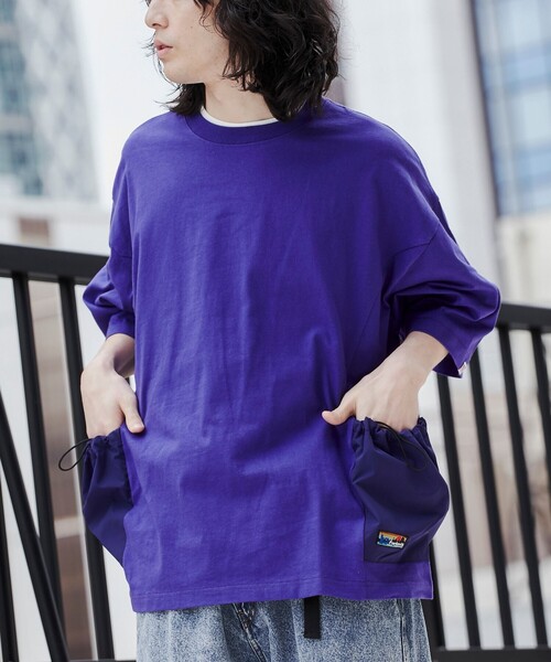 coen（コーエン）の「＜Parknik＞サイドポケットビッグTシャツ（Tシャツ/カットソー・メンズ・パープル/ホワイト/ブラック・XL/L/M）」の3枚目の写真