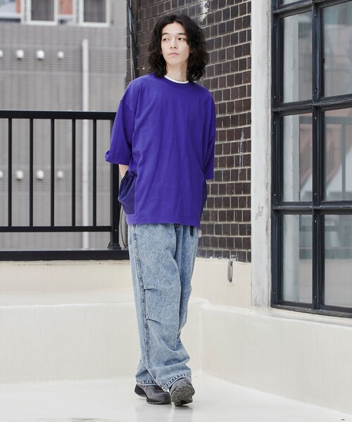 coen（コーエン）の「＜Parknik＞サイドポケットビッグTシャツ（Tシャツ/カットソー・メンズ・パープル/ホワイト/ブラック・XL/L/M）」の10枚目の写真