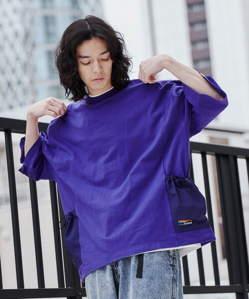 coen（コーエン）の「＜Parknik＞サイドポケットビッグTシャツ（Tシャツ/カットソー・メンズ・パープル/ホワイト/ブラック・XL/L/M）」の11枚目の写真