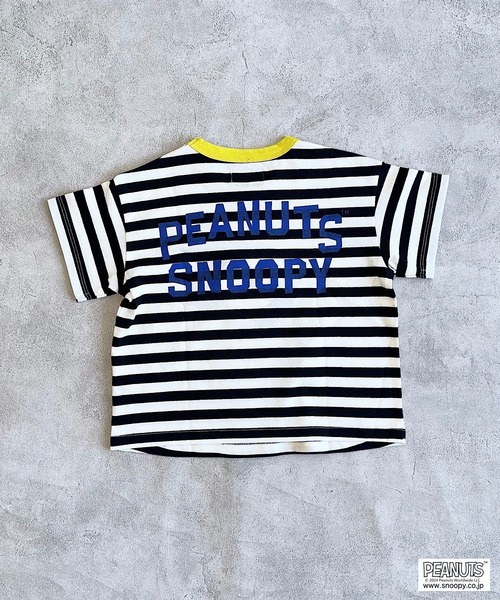 PEANUTS（ピーナッツ）の「【PEANUTS】スヌーピー/ボーダーTシャツ（80～150cm）（Tシャツ/カットソー・キッズ・パープル/ブラック・80/90/95/100/110/120/130/140/150）」の3枚目の写真