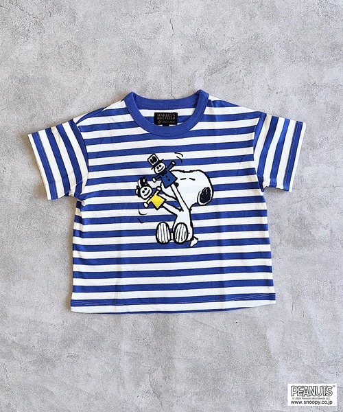 PEANUTS（ピーナッツ）の「【PEANUTS】スヌーピー/ボーダーTシャツ（80～150cm）（Tシャツ/カットソー・キッズ・パープル/ブラック・80/90/95/100/110/120/130/140/150）」の7枚目の写真