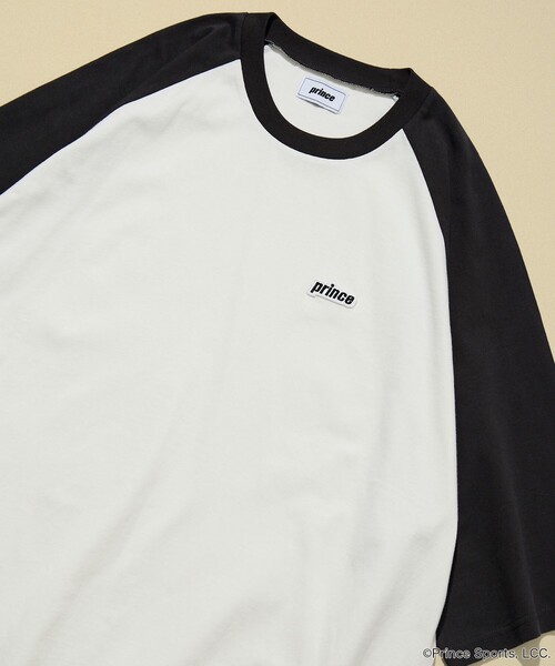 PRINCE（プリンス）の「prince/プリンス prince ワンポイントロゴ ラグラン切り替え ハーフスリーブTシャツ/ロンT/5分袖（Tシャツ/カットソー・メンズ・ネイビー/ホワイト/ブラック/チャコールグレー・MEDIUM/LARGE）」の2枚目の写真