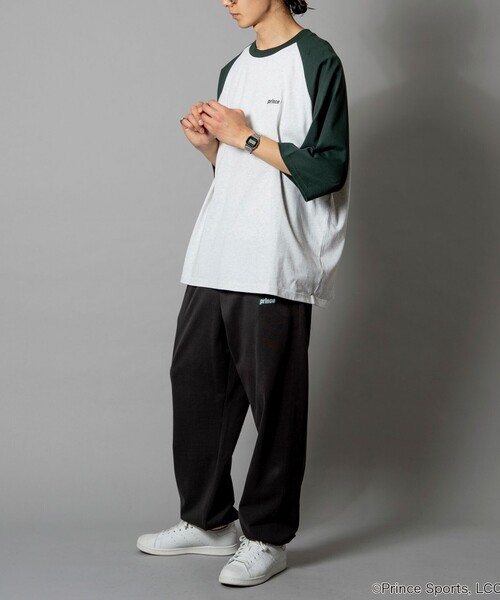 PRINCE（プリンス）の「prince/プリンス prince ワンポイントロゴ ラグラン切り替え ハーフスリーブTシャツ/ロンT/5分袖（Tシャツ/カットソー・メンズ・ネイビー/ホワイト/ブラック/チャコールグレー・MEDIUM/LARGE）」の16枚目の写真