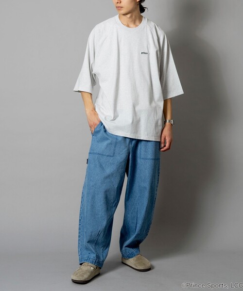 PRINCE（プリンス）の「prince/プリンス prince ワンポイントロゴ ラグラン切り替え ハーフスリーブTシャツ/ロンT/5分袖（Tシャツ/カットソー・メンズ・ネイビー/ホワイト/ブラック/チャコールグレー・MEDIUM/LARGE）」の21枚目の写真