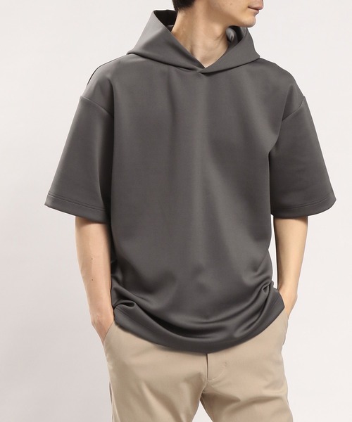 GLOBAL WORK Smile Seed Store（グローバルワーク スマイルシードストア）の「ダンボールスウェットパーカー半袖/181002（パーカー・メンズ・ブラック/チャコール/ネイビー/ベージュ・MEDIUM/LARGE/SMALL/X-LARGE）」の13枚目の写真