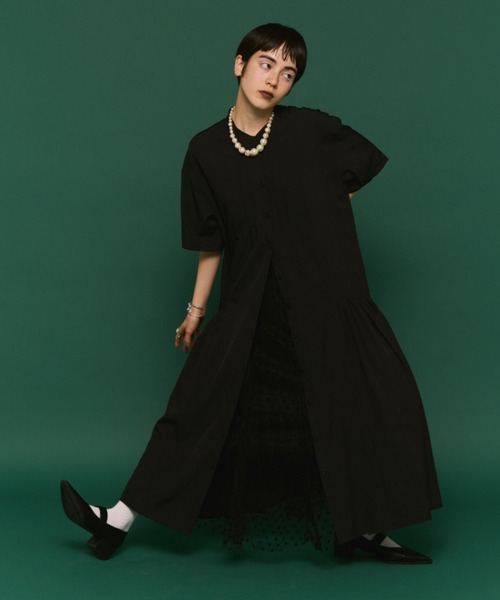 manana suerte(マニャーナスエルテ)の「サイドギャザーワンピース(ワンピース・レディース・ブラック/レッド/イエロー/ブルー・FREE)」の3枚目の写真