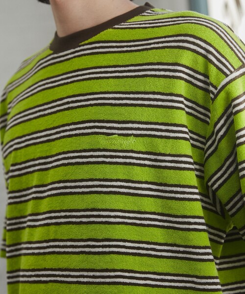 TOWNCRAFT（タウンクラフト）の「TOWNCRAFT（タウンクラフト） 別注パイルボーダーTシャツ（EC限定サイズ）（Tシャツ/カットソー・メンズ・パープル/ライム/ライトピンク・M/L/XL）」の16枚目の写真