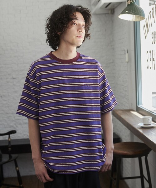 TOWNCRAFT（タウンクラフト）の「TOWNCRAFT（タウンクラフト） 別注パイルボーダーTシャツ（EC限定サイズ）（Tシャツ/カットソー・メンズ・パープル/ライム/ライトピンク・M/L/XL）」の19枚目の写真