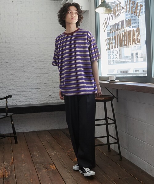 TOWNCRAFT（タウンクラフト）の「TOWNCRAFT（タウンクラフト） 別注パイルボーダーTシャツ（EC限定サイズ）（Tシャツ/カットソー・メンズ・パープル/ライム/ライトピンク・M/L/XL）」の20枚目の写真