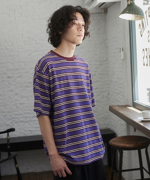 TOWNCRAFT（タウンクラフト）の「TOWNCRAFT（タウンクラフト） 別注パイルボーダーTシャツ（EC限定サイズ）（Tシャツ/カットソー・メンズ・パープル/ライム/ライトピンク・M/L/XL）」の21枚目の写真