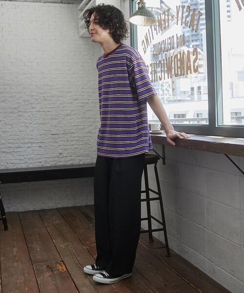 TOWNCRAFT（タウンクラフト）の「TOWNCRAFT（タウンクラフト） 別注パイルボーダーTシャツ（EC限定サイズ）（Tシャツ/カットソー・メンズ・パープル/ライム/ライトピンク・M/L/XL）」の22枚目の写真