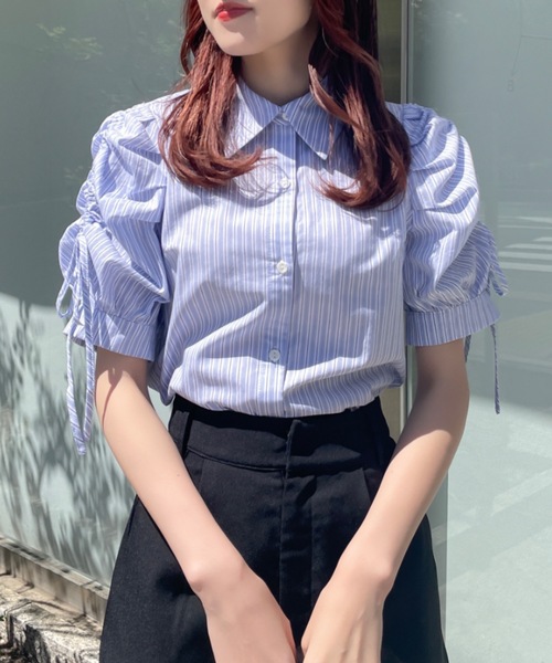 NOMAE（ノーマエ）の「リボンギャザースリーブブラウス（シャツ/ブラウス・レディース・ホワイト/ブルー/ブルー系その他/ピンク・FREE）」の3枚目の写真