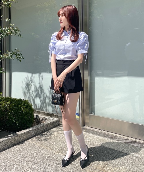 NOMAE（ノーマエ）の「リボンギャザースリーブブラウス（シャツ/ブラウス・レディース・ホワイト/ブルー/ブルー系その他/ピンク・FREE）」の9枚目の写真