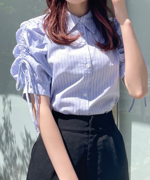 NOMAE（ノーマエ）の「リボンギャザースリーブブラウス（シャツ/ブラウス・レディース・ホワイト/ブルー/ブルー系その他/ピンク・FREE）」の6枚目の写真