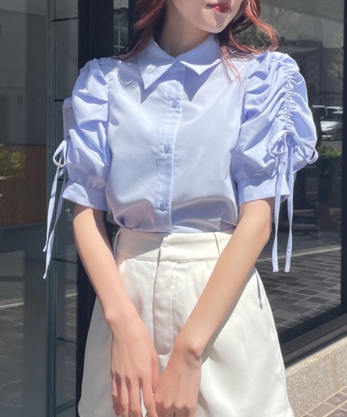 NOMAE（ノーマエ）の「リボンギャザースリーブブラウス（シャツ/ブラウス・レディース・ホワイト/ブルー/ブルー系その他/ピンク・FREE）」の15枚目の写真