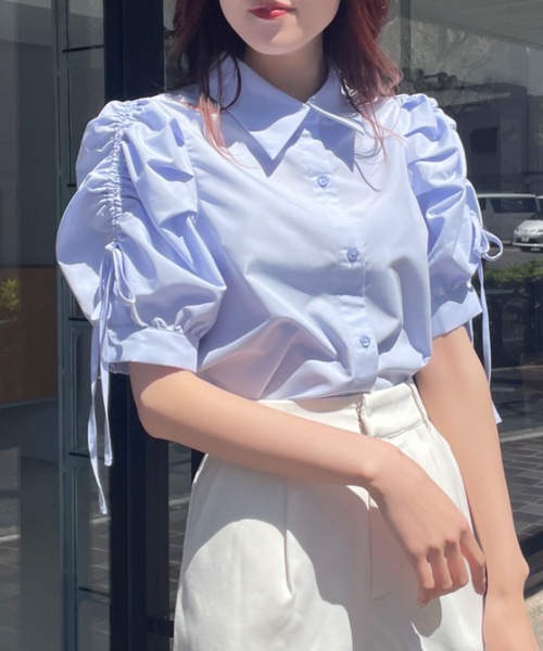 NOMAE（ノーマエ）の「リボンギャザースリーブブラウス（シャツ/ブラウス・レディース・ホワイト/ブルー/ブルー系その他/ピンク・FREE）」の16枚目の写真