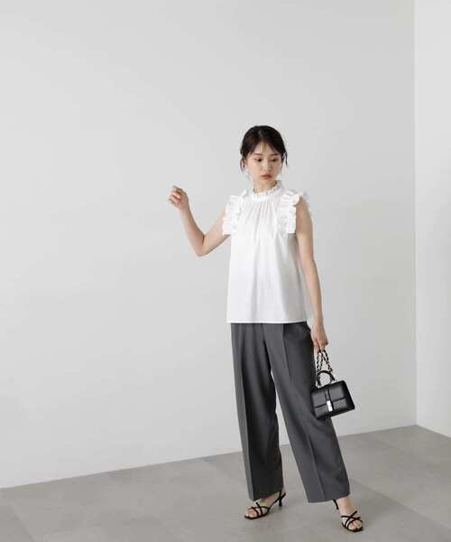 N.（N. Natural Beauty Basic）（エヌエヌナチュラルビューティーベーシック）の「◆ツータックライトワイドパンツ《S Size Line》（スラックス・レディース・チャコールグレー/ベージュ/ブラウン・MEDIUM/SMALL）」の12枚目の写真