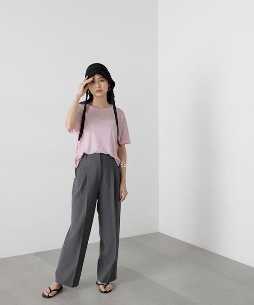 N.（N. Natural Beauty Basic）（エヌエヌナチュラルビューティーベーシック）の「◆ツータックライトワイドパンツ《S Size Line》（スラックス・レディース・チャコールグレー/ベージュ/ブラウン・MEDIUM/SMALL）」の14枚目の写真