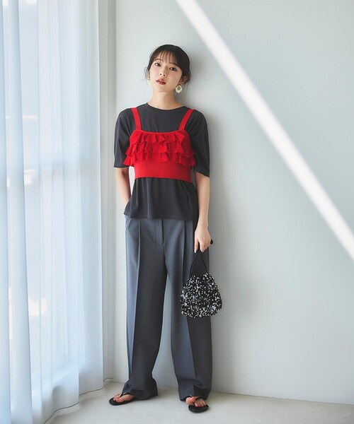 N.（N. Natural Beauty Basic）（エヌエヌナチュラルビューティーベーシック）の「◆ツータックライトワイドパンツ《S Size Line》（スラックス・レディース・チャコールグレー/ベージュ/ブラウン・MEDIUM/SMALL）」の17枚目の写真