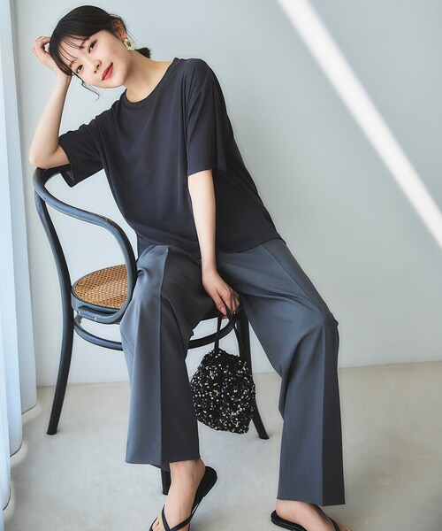 N.（N. Natural Beauty Basic）（エヌエヌナチュラルビューティーベーシック）の「◆ツータックライトワイドパンツ《S Size Line》（スラックス・レディース・チャコールグレー/ベージュ/ブラウン・MEDIUM/SMALL）」の18枚目の写真