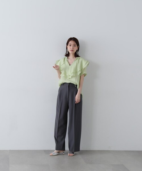 N.（N. Natural Beauty Basic）（エヌエヌナチュラルビューティーベーシック）の「◆ツータックライトワイドパンツ《S Size Line》（スラックス・レディース・チャコールグレー/ベージュ/ブラウン・MEDIUM/SMALL）」の21枚目の写真