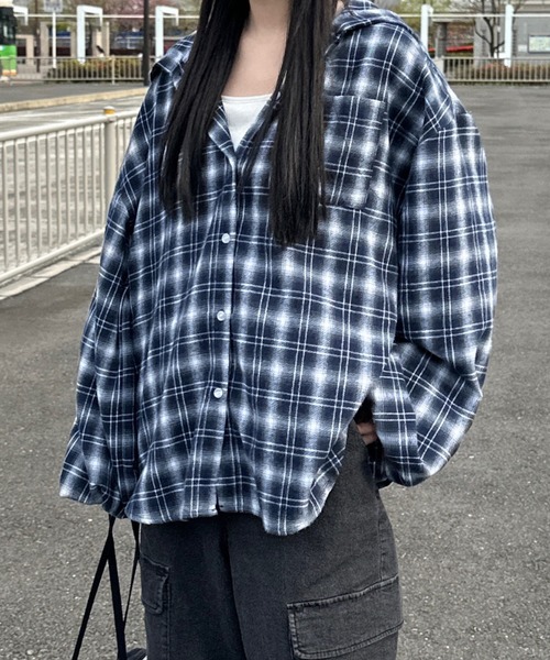 shrita（シュリータ）の「フード付きチェックシャツ【キッズでも着れる