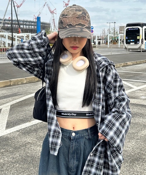 shrita（シュリータ）の「フード付きチェックシャツ【キッズでも着れるSサイズ展開あり】（シャツ/ブラウス・キッズ・ネイビー/ブラック・L/S/M）」の3枚目の写真