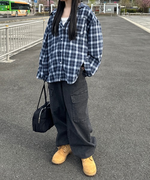 shrita（シュリータ）の「フード付きチェックシャツ【キッズでも着れるSサイズ展開あり】（シャツ/ブラウス・キッズ・ネイビー/ブラック・L/S/M）」の17枚目の写真