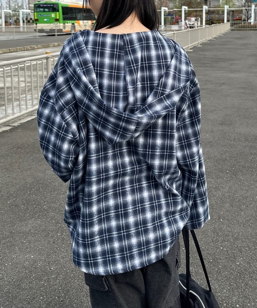 shrita（シュリータ）の「フード付きチェックシャツ【キッズでも着れるSサイズ展開あり】（シャツ/ブラウス・キッズ・ネイビー/ブラック・L/S/M）」の14枚目の写真