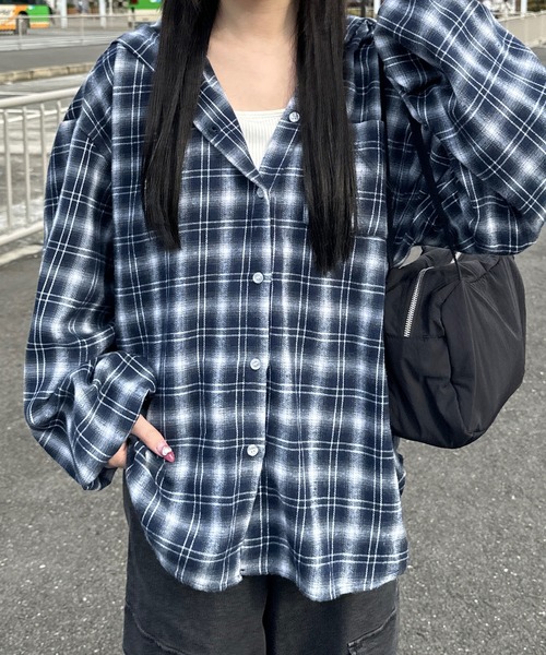 shrita（シュリータ）の「フード付きチェックシャツ【キッズでも着れるSサイズ展開あり】（シャツ/ブラウス・キッズ・ネイビー/ブラック・L/S/M）」の11枚目の写真