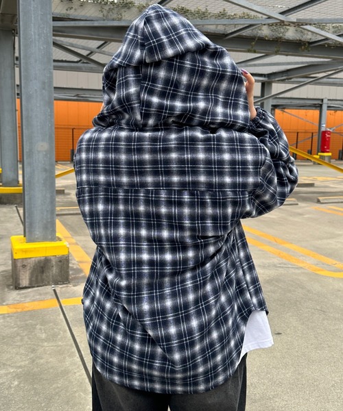 shrita（シュリータ）の「フード付きチェックシャツ【キッズでも着れる