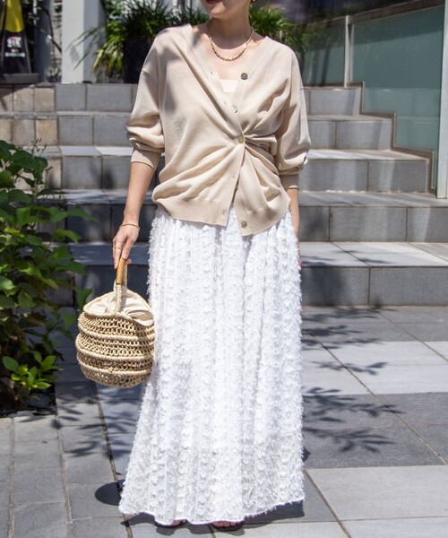 NOLLEY’S(ノーリーズ)の「2WAYカットジャガードドッキングワンピース(ワンピース・レディース・オフホワイト/ブラック/オレンジ/サックスブルー・38)」の2枚目の写真