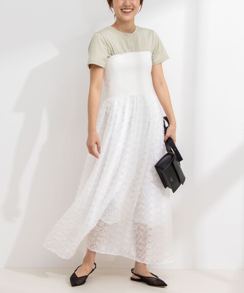 NOLLEY’S(ノーリーズ)の「2WAYカットジャガードドッキングワンピース(ワンピース・レディース・オフホワイト/ブラック/オレンジ/サックスブルー・38)」の18枚目の写真