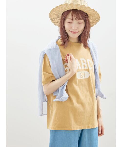 Samansa Mos2（サマンサ モスモス）の「ピグメントロゴTシャツ（Tシャツ/カットソー・レディース・キナリ/イエロー/グリーン/チャコールグレー・F）」の4枚目の写真