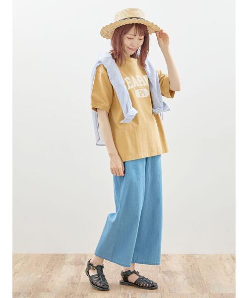 Samansa Mos2（サマンサ モスモス）の「ピグメントロゴTシャツ（Tシャツ/カットソー・レディース・キナリ/イエロー/グリーン/チャコールグレー・F）」の6枚目の写真