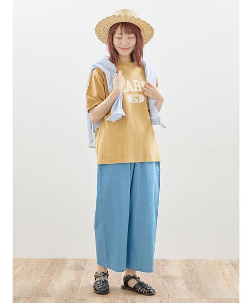 Samansa Mos2（サマンサ モスモス）の「ピグメントロゴTシャツ（Tシャツ/カットソー・レディース・キナリ/イエロー/グリーン/チャコールグレー・F）」の7枚目の写真