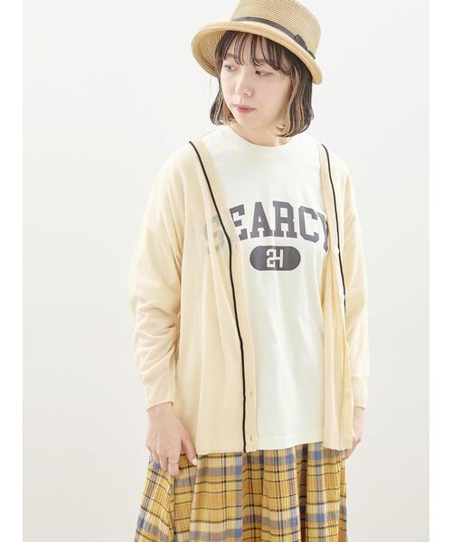 Samansa Mos2（サマンサ モスモス）の「ピグメントロゴTシャツ（Tシャツ/カットソー・レディース・キナリ/イエロー/グリーン/チャコールグレー・F）」の9枚目の写真