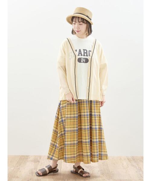 Samansa Mos2（サマンサ モスモス）の「ピグメントロゴTシャツ（Tシャツ/カットソー・レディース・キナリ/イエロー/グリーン/チャコールグレー・F）」の12枚目の写真