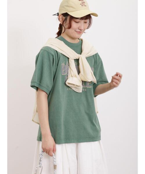 Samansa Mos2（サマンサ モスモス）の「ピグメントロゴTシャツ（Tシャツ/カットソー・レディース・キナリ/イエロー/グリーン/チャコールグレー・F）」の13枚目の写真