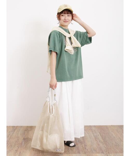 Samansa Mos2（サマンサ モスモス）の「ピグメントロゴTシャツ（Tシャツ/カットソー・レディース・キナリ/イエロー/グリーン/チャコールグレー・F）」の16枚目の写真