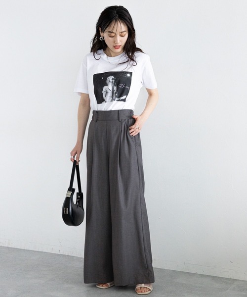 RAGEBLUE（レイジブルー）の「【選べる着丈】太ベルトハイウエスト/タックワイドフレアスラックス（スラックス・レディース・ライトグレー/ネイビー・FREE/LARGE/TALL）」の4枚目の写真