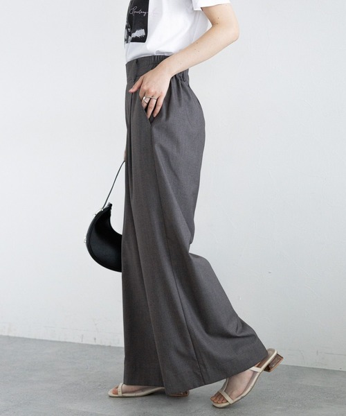 RAGEBLUE（レイジブルー）の「【選べる着丈】太ベルトハイウエスト/タックワイドフレアスラックス（スラックス・レディース・ライトグレー/ネイビー・FREE/LARGE/TALL）」の11枚目の写真