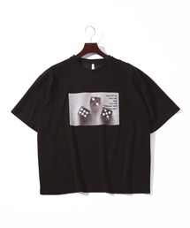 ビッグシルエット ダンボールニット 転写プリント Tシャツ レディース