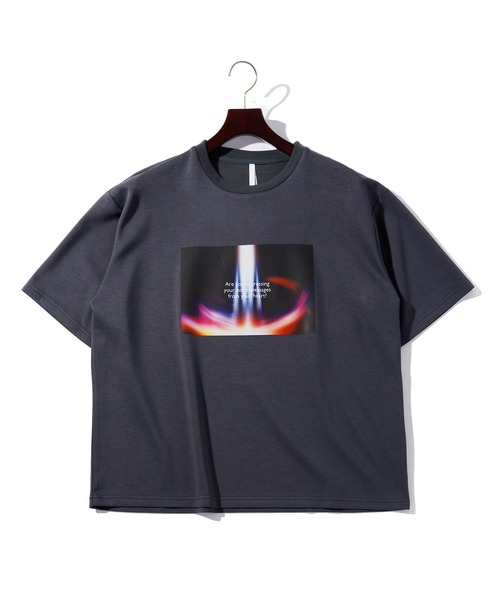 ビッグシルエット ダンボールニット 転写プリント Tシャツ レディース