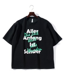 ビッグシルエット ダンボールニット 転写プリント Tシャツ レディース