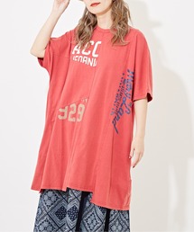CUBE SUGAR（キューブシュガー）の「パウダー加工リメイク風ドルマンチュニックTシャツ（Tシャツ/カットソー）」