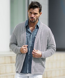 SOMEDIFF（サムディフ）の「【SOMEDIFF】シアサッカーボタンレスカーディガン メンズ（カーディガン/ボレロ）」