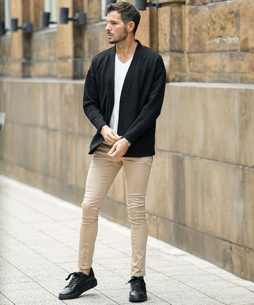 SOMEDIFF(サムディフ)の「【SOMEDIFF】シアサッカーボタンレスカーディガン メンズ(カーディガン/ボレロ・メンズ・ブラック/ホワイト/ネイビー/ホワイト×ネイビー・S/M/L/XL)」の21枚目の写真